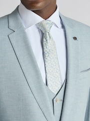 Remus Uomo Blue Slim Fit Linen-Blend Micro Pinstripe Suit Jacket - Image 4 of 5
