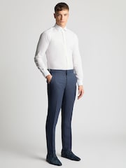Remus Uomo Light Blue Tapered Fit Linen-Blend Smart Trousers - Image 2 of 6