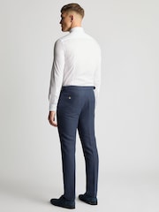 Remus Uomo Light Blue Tapered Fit Linen-Blend Smart Trousers - Image 3 of 6