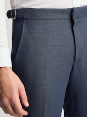 Remus Uomo Light Blue Tapered Fit Linen-Blend Smart Trousers - Image 5 of 6
