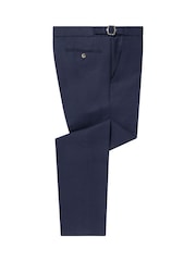 Remus Uomo Light Blue Tapered Fit Linen-Blend Smart Trousers - Image 6 of 6