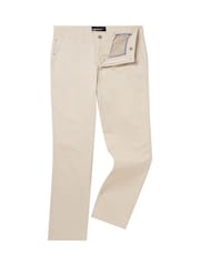 Remus Uomo Cream Straight Leg Cotton Stretch Chino Trousers - Image 6 of 6
