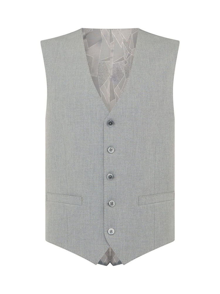 Remus Uomo Grey Tapered Fit Stretch Waistcoat - Image 5 of 5