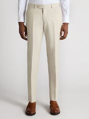 Natur - Remus Uomo Tapered Fit Linen-Blend Smart Trousers - Bild 1 von 6