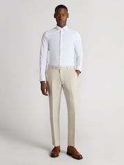 Natur - Remus Uomo Tapered Fit Linen-Blend Smart Trousers - Bild 2 von 6