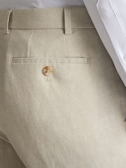 Natur - Remus Uomo Tapered Fit Linen-Blend Smart Trousers - Bild 5 von 6
