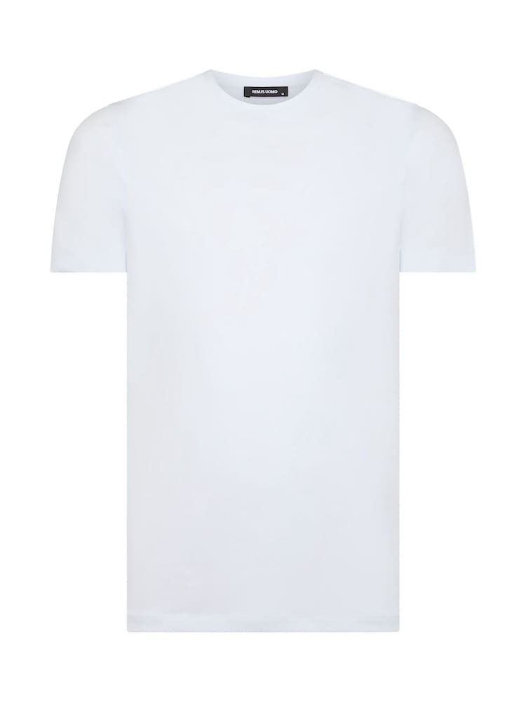 Weiß - Remus Uomo Tapered Fit Cotton Stretch T-Shirt - Bild 5 von 5