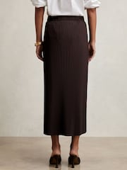 Reiss Burgundy Pippa Pleated Jersey Midi Skirt - Image 5 of 6