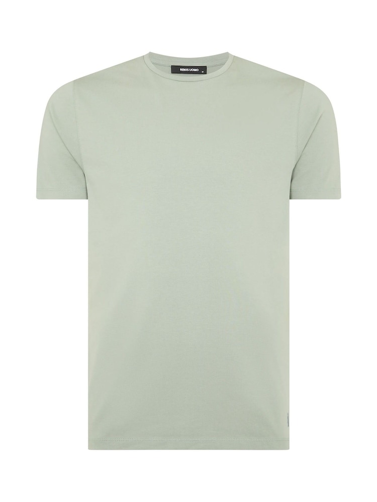 Grau - Remus Uomo Tapered Fit Cotton Stretch T-Shirt - Bild 5 von 5