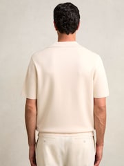 Reiss Taupe Brown/Light Stone Noble Colour-Block Cuban-Collar Knit Shirt - Image 5 of 6