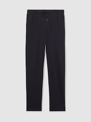 Reiss Navy Gerrard Slim Fit Jersey Drawstring Suit Trousers - Image 2 of 5