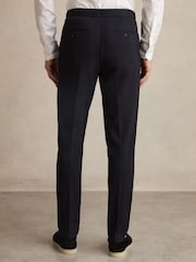 Reiss Navy Gerrard Slim Fit Jersey Drawstring Suit Trousers - Image 4 of 5