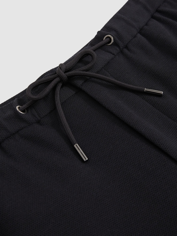 Reiss Navy Gerrard Slim Fit Jersey Drawstring Suit Trousers - Image 5 of 5