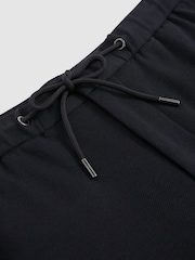 Reiss Navy Gerrard Tailored Fit Textured Jersey Drawstring Suit Trousers - Image 7 of 7