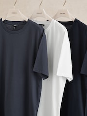Reiss White/Navy/Airforce Blue Bless 3 Pack Cotton Crew-Neck T-shirts 3 Pack - Image 1 of 6