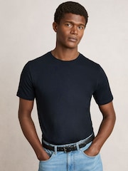 Reiss White/Navy/Airforce Blue Bless 3 Pack Cotton Crew-Neck T-shirts 3 Pack - Image 4 of 6