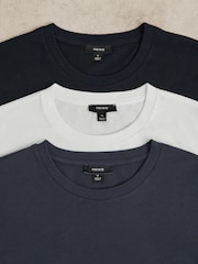 Reiss White/Navy/Airforce Blue Bless 3 Pack Cotton Crew-Neck T-shirts 3 Pack - Image 6 of 6