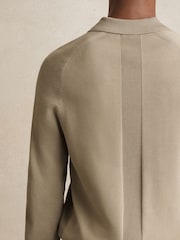 Reiss Light Sage Green Clinton Cotton Concealed Placket Polo Shirt - Image 4 of 5