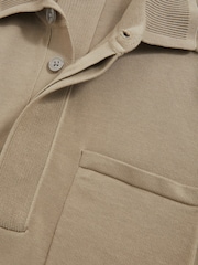 Reiss Light Sage Green Clinton Cotton Concealed Placket Polo Shirt - Image 5 of 5
