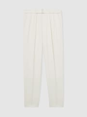 White - Reiss Strap Regular Fit Wool Blend Belted Pleated Trousers - Image 2 of 6