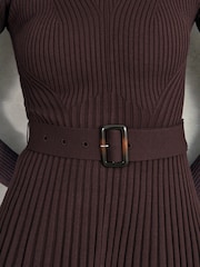 Reiss Vivi Rib-Knit Roll-Neck Belted Mini Dress - صورة 3 من 6