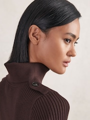 Reiss Vivi Rib-Knit Roll-Neck Belted Mini Dress - صورة 4 من 6