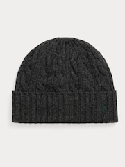 Polo Ralph Lauren Grey Classic Cable Knit Wool Beanie - Image 2 of 2