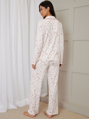 Threadbare White Printed Long Button Through Pyjamas - Image 3 of 4
