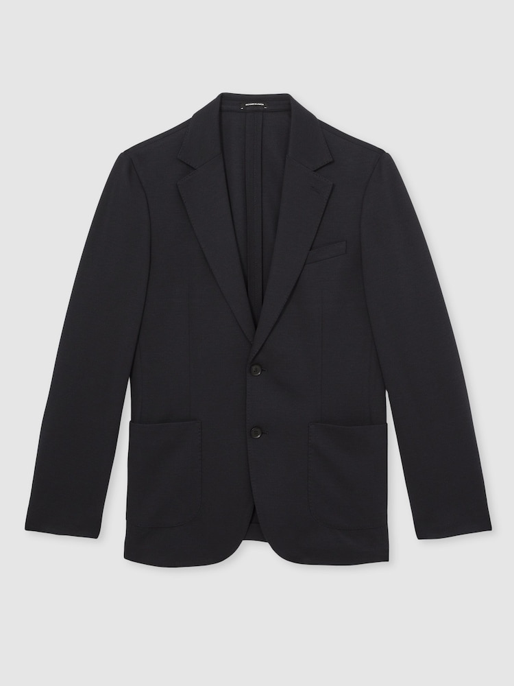 Reiss Navy Gerrard Slim-Fit Single-Breasted Jersey Suit Blazer - Image 2 of 7