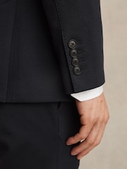 Reiss Navy Gerrard Slim-Fit Single-Breasted Jersey Suit Blazer - Image 4 of 7