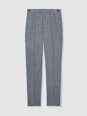 Reiss Soft Blue Reef Slim Fit Linen Check Suit Trousers - Image 2 of 6