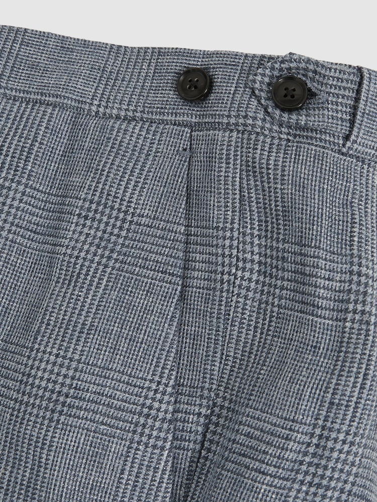 Reiss Soft Blue Reef Slim Fit Linen Check Suit Trousers - Image 6 of 6