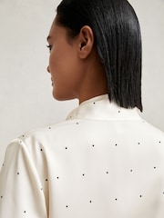 Reiss Ivory Rina Satin Polka Dot Tie Neck Blouse - Image 6 of 6