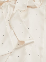 Reiss Ivory Rina Satin Polka Dot Tie Neck Blouse - Image 8 of 8