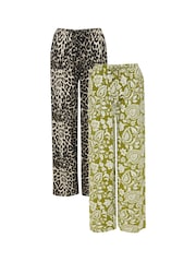 Threadbare Animal Jersey Wide Leg 100% Cotton Trousers 2 Pack - Image 1 of 5