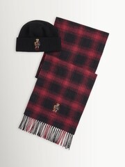 Polo Ralph Lauren Red Holiday Bear Print Beanie & Scarf Gift Set - Image 2 of 3