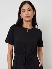 Threadbare Black Ruched Waist Jersey Midi Dress - Image 3 of 4