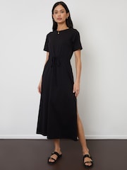 Threadbare Black Ruched Waist Jersey Midi Dress - Image 4 of 4