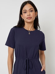 Threadbare Blue Ruched Waist Jersey Midi Dress - Image 3 of 5