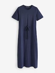Threadbare Blue Ruched Waist Jersey Midi Dress - Image 5 of 5
