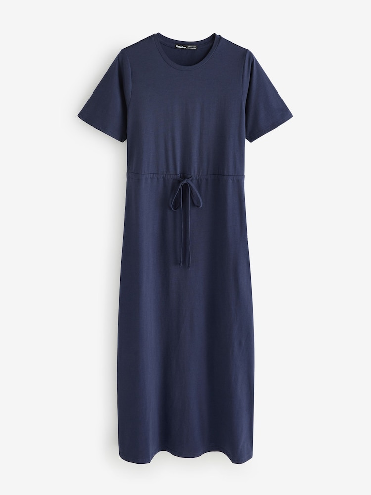 Threadbare Blue Ruched Waist Jersey Midi Dress - Image 5 of 5