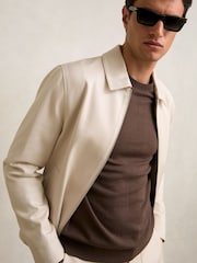 Bež - Reiss Preach Lyocell-Cotton Zip-Through Twill Jacket - Slika 1 iz 6