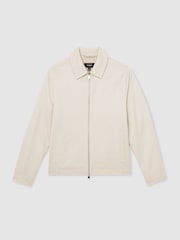 Bež - Reiss Preach Lyocell-Cotton Zip-Through Twill Jacket - Slika 2 iz 6
