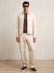 Bež - Reiss Preach Lyocell-Cotton Zip-Through Twill Jacket - Slika 3 iz 6