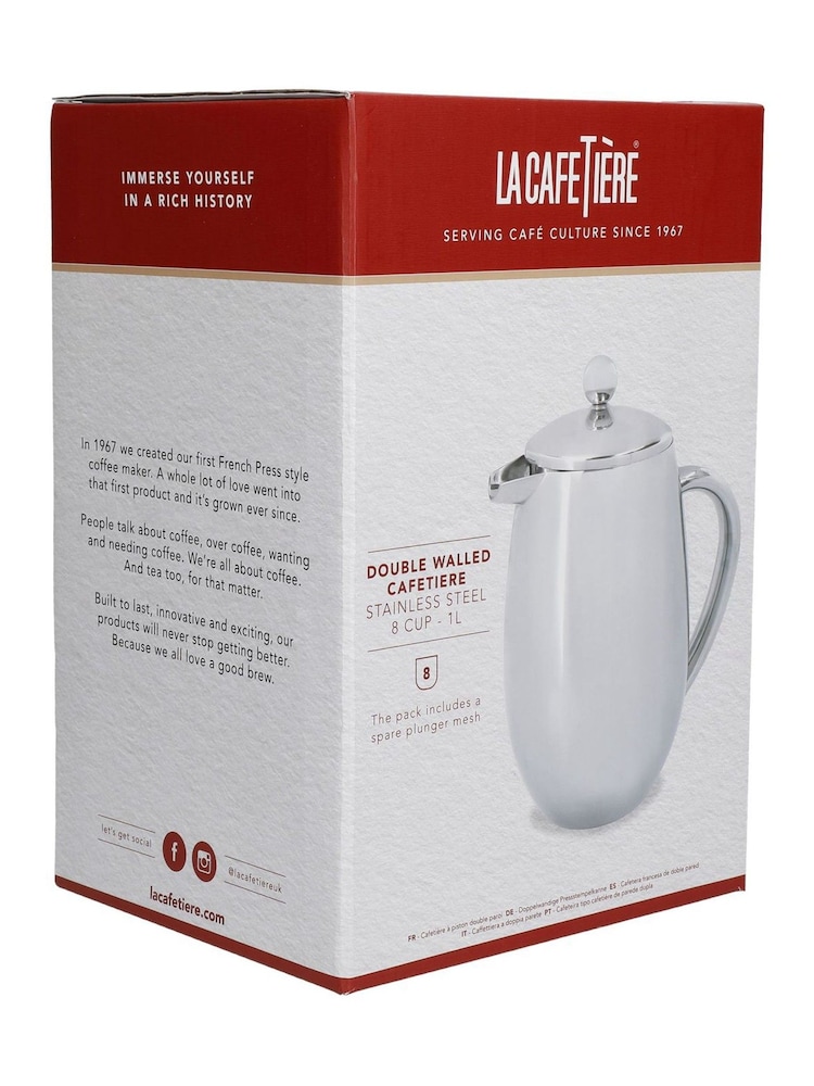 La Cafetiere Silver Large Stainless Steel Cafetière Coffee Maker - Image 4 of 4 La Cafetiere Silver Large Stainless Steel Cafetière Coffee Maker - Image 4 of 4