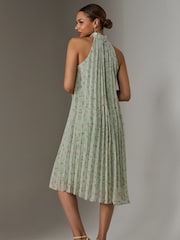 Jolie Moi Green Pleated Halter Neck Midi Dress - Image 2 of 6