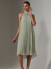 Jolie Moi Green Pleated Halter Neck Midi Dress - Image 5 of 6
