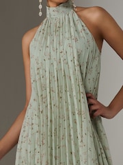 Jolie Moi Green Pleated Halter Neck Midi Dress - Image 6 of 6