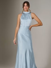 Jolie Moi Blue Halter Neck Maxi Dress - Image 1 of 6