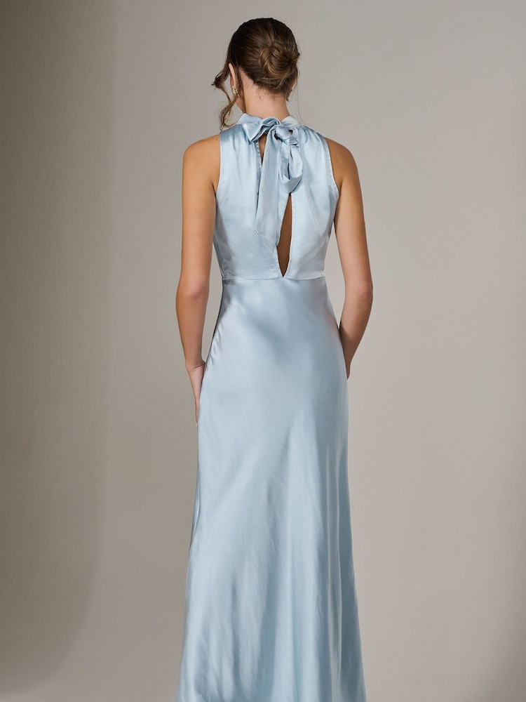 Jolie Moi Blue Halter Neck Maxi Dress - Image 2 of 6